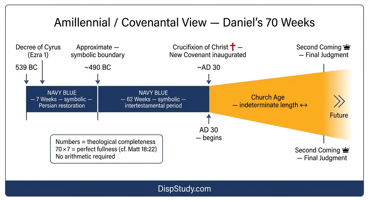 Allegorical and Amillennial view of Daniel's Seventy Weeks β symbolic covenantal timeline with the 70th week extending through the Church Age