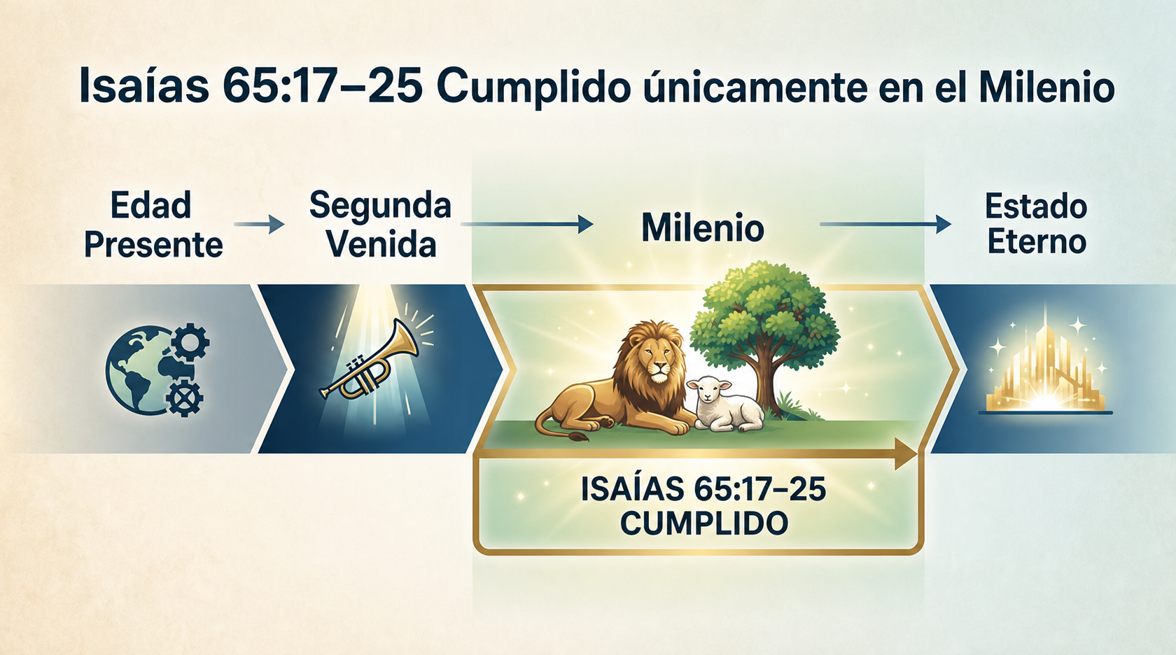 Línea de tiempo de la postura dispensacionalista 1: Isaías 65:17-25 se cumple únicamente en el Milenio.