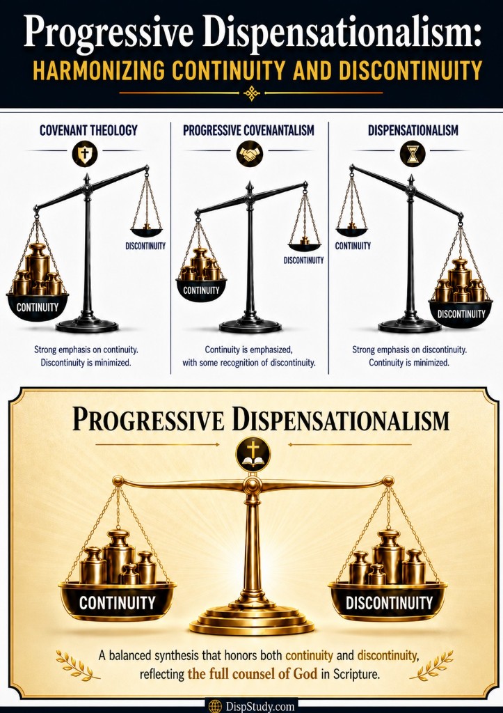 Progressive Dispensationalism harmonizing continuity and discontinuity, compared with Covenant Theology, Progressive Covenantalism, and Dispensationalism