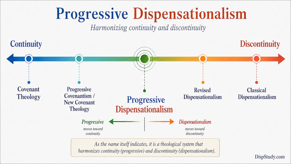 Progressive Dispensationalism on the continuity–discontinuity spectrum, between Covenant Theology and Classical Dispensationalism