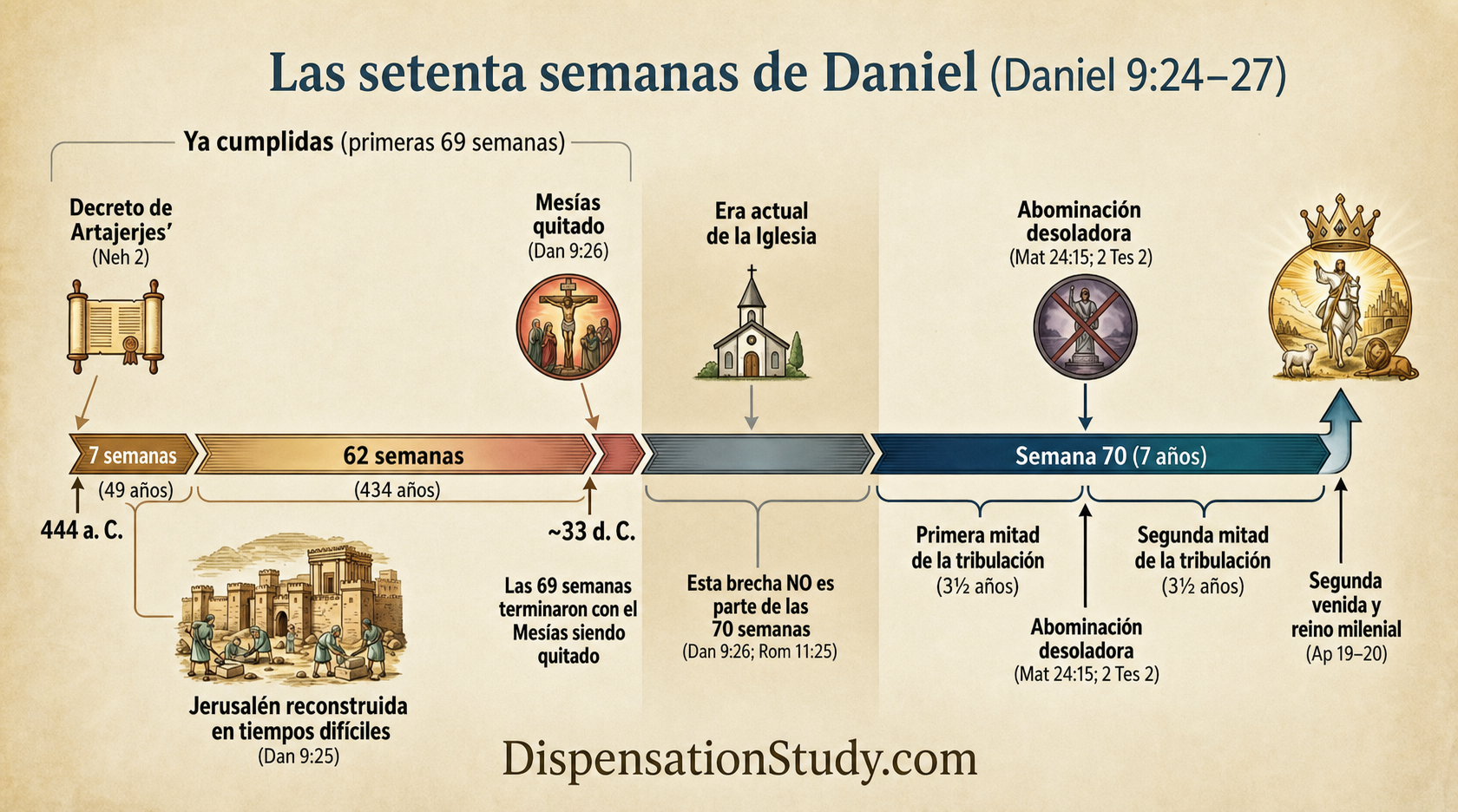 Las Setenta Semanas de Daniel (Daniel 9:24–27) — Gráfico de Línea de Tiempo
