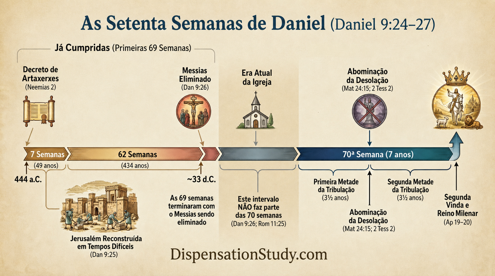 As Setenta Semanas de Daniel (Daniel 9.24–27) — Gráfico da Linha do Tempo